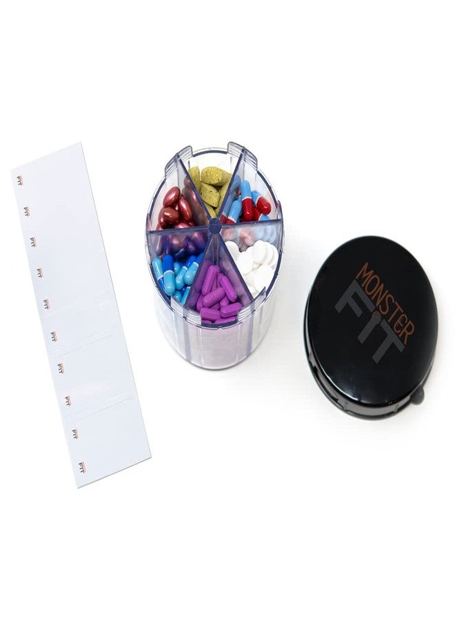 pill thing Monster Jr Supplement Pill Dispenser with Labels - Holds Small Medium Medication Vitamins and Easily Dispense from One Container Includes Compartment Labels (Monster Jr - 2 Pack) - Image 5